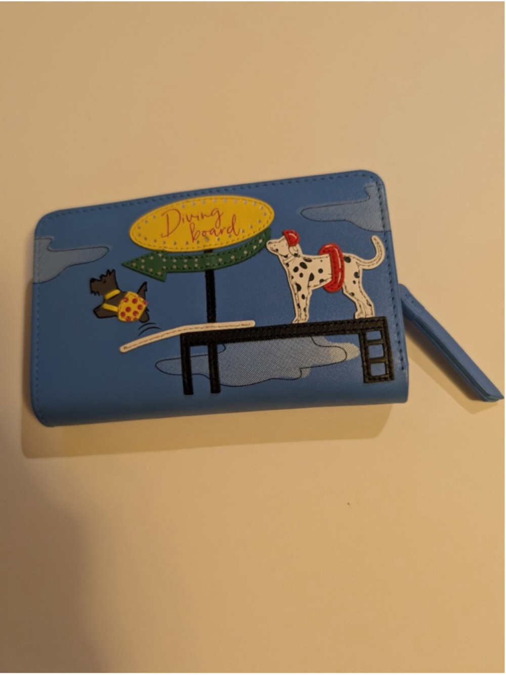 RADLEY LONDON Blue Leather Diving Board With Dogs Bifold Wallet in VGUC